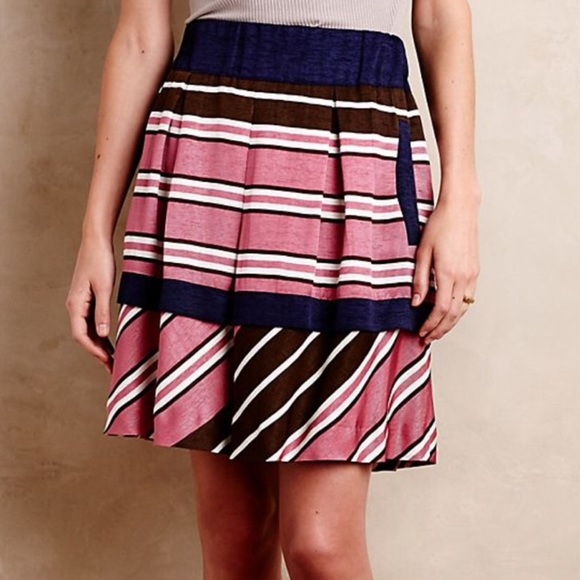 Maeve Ellery Striped Skirt 0 Petite - Picture 1 of 6